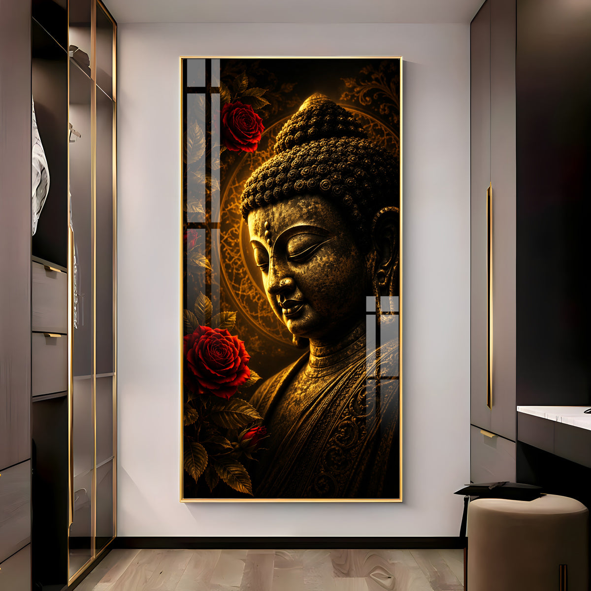 Beautiful Divine Buddha Premium Acrylic Vertical Wall Art