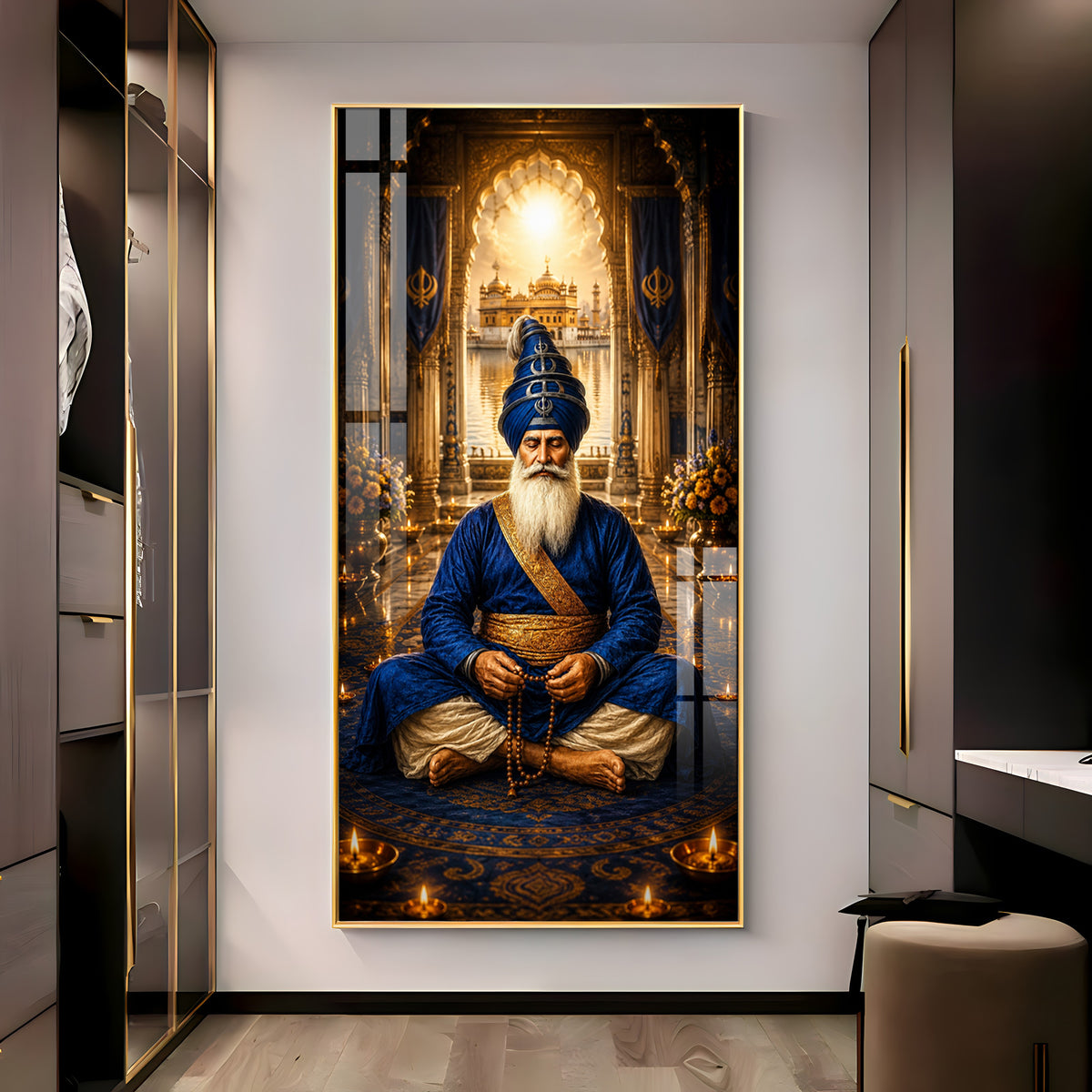 Divine Baba Deep Singh Ji Premium Acrylic Vertical Wall Art
