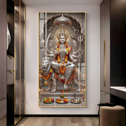 Divine Goddess Maa Durga Premium Acrylic Vertical Wall Art
