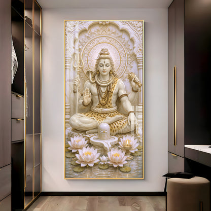 Meditating Shiva Premium Acrylic Vertical Wall Art