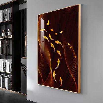 Fish Flow Circle Premium Acrylic Vertical Wall Art