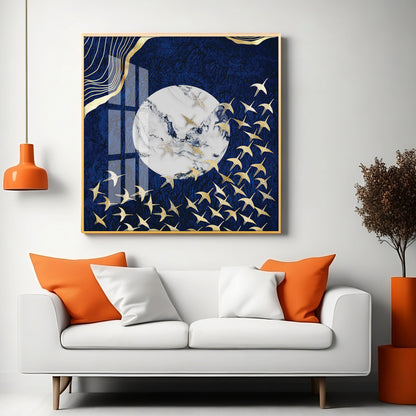 Flying Flamingo Premium Acrylic Square Wall Art
