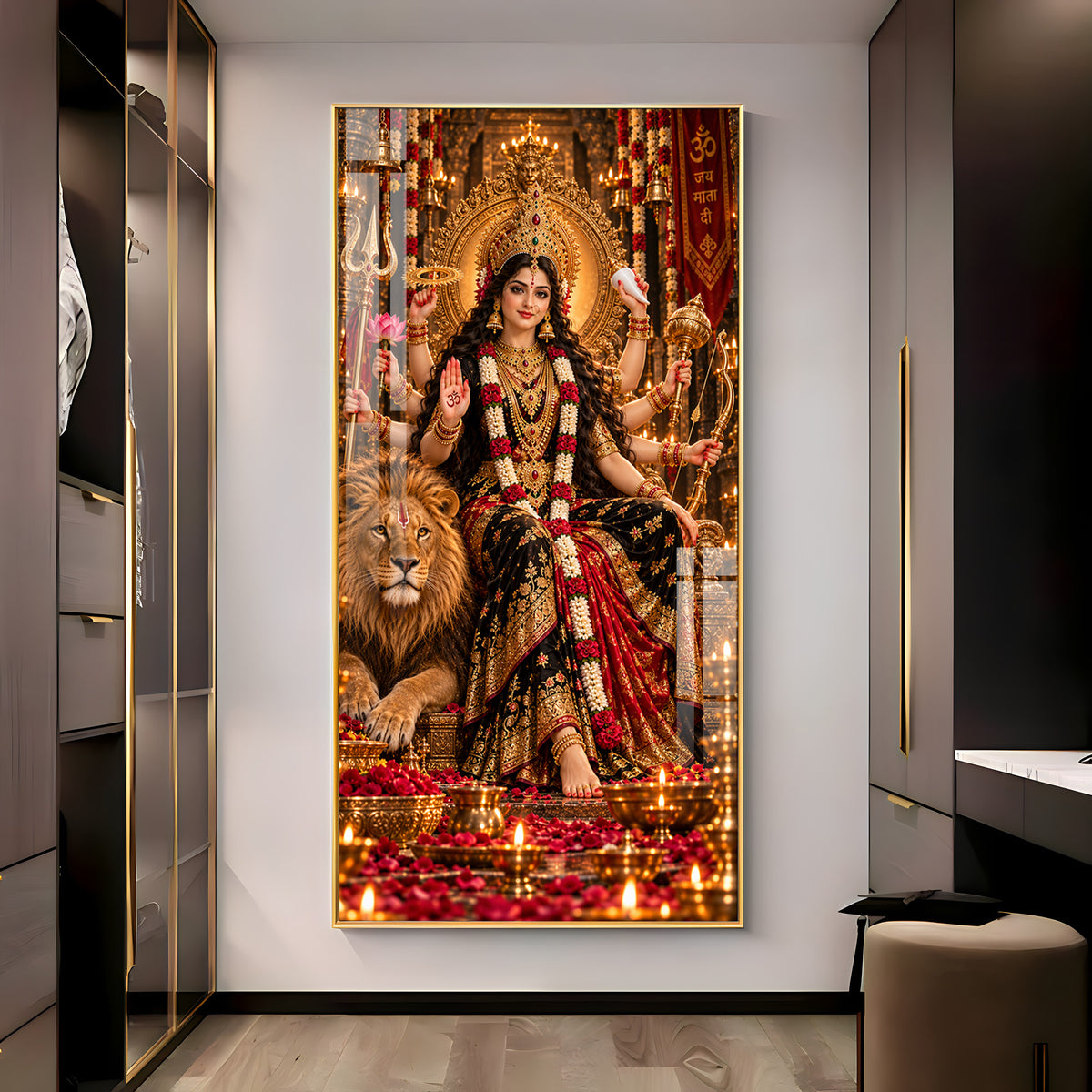 Divine Maa Sherawali Premium Acrylic Vertical Wall Art