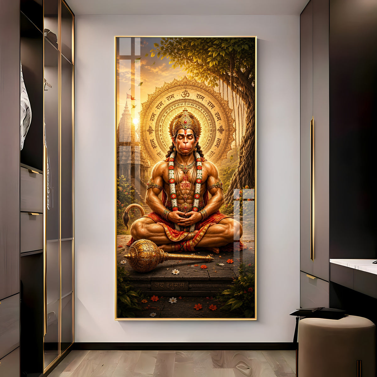 Divine Lord Hanuman's Premium Acrylic Vertical Wall Art