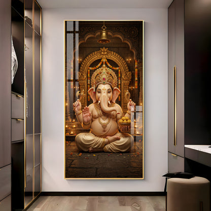 Lord Shree Ganesh Ji Premium Acrylic Vertical Wall Art