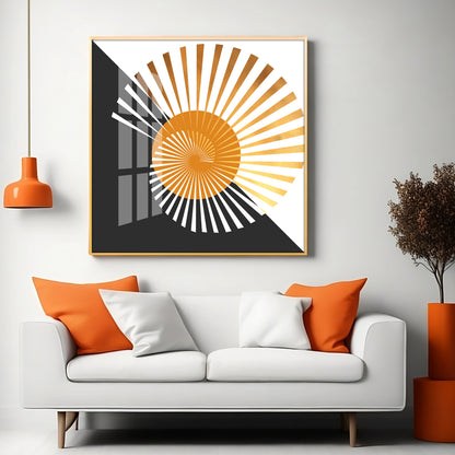Golden Sunburst Premium Acrylic Square Wall Art