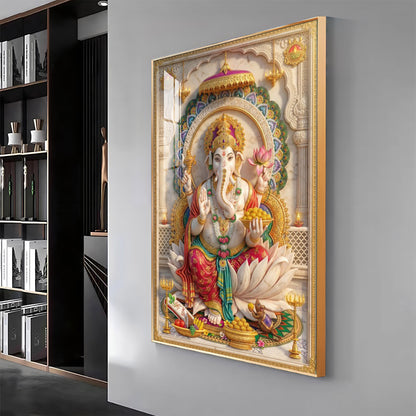 Radiant Ganesh Idol Premium Acrylic Vertical Wall Art
