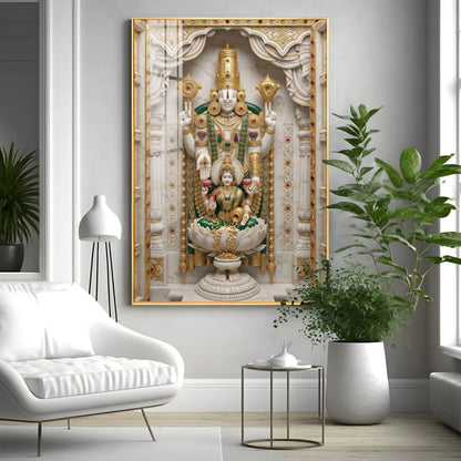 Shree Lakshmi Narayan Bhagwan Premium Acrylic Vertical Wall Art
