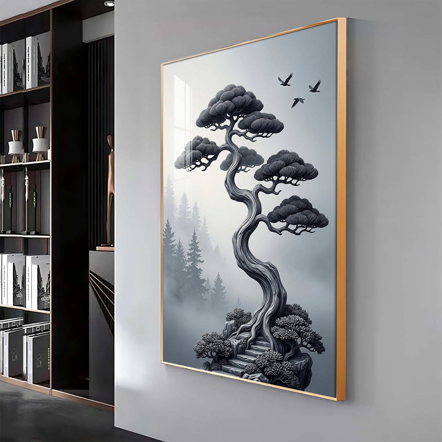 Japanese Bonsai Tree Premium Acrylic Vertical Wall Art
