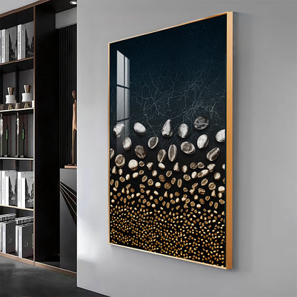 Golden Serenity Stones Premium Acrylic Vertical Wall Art