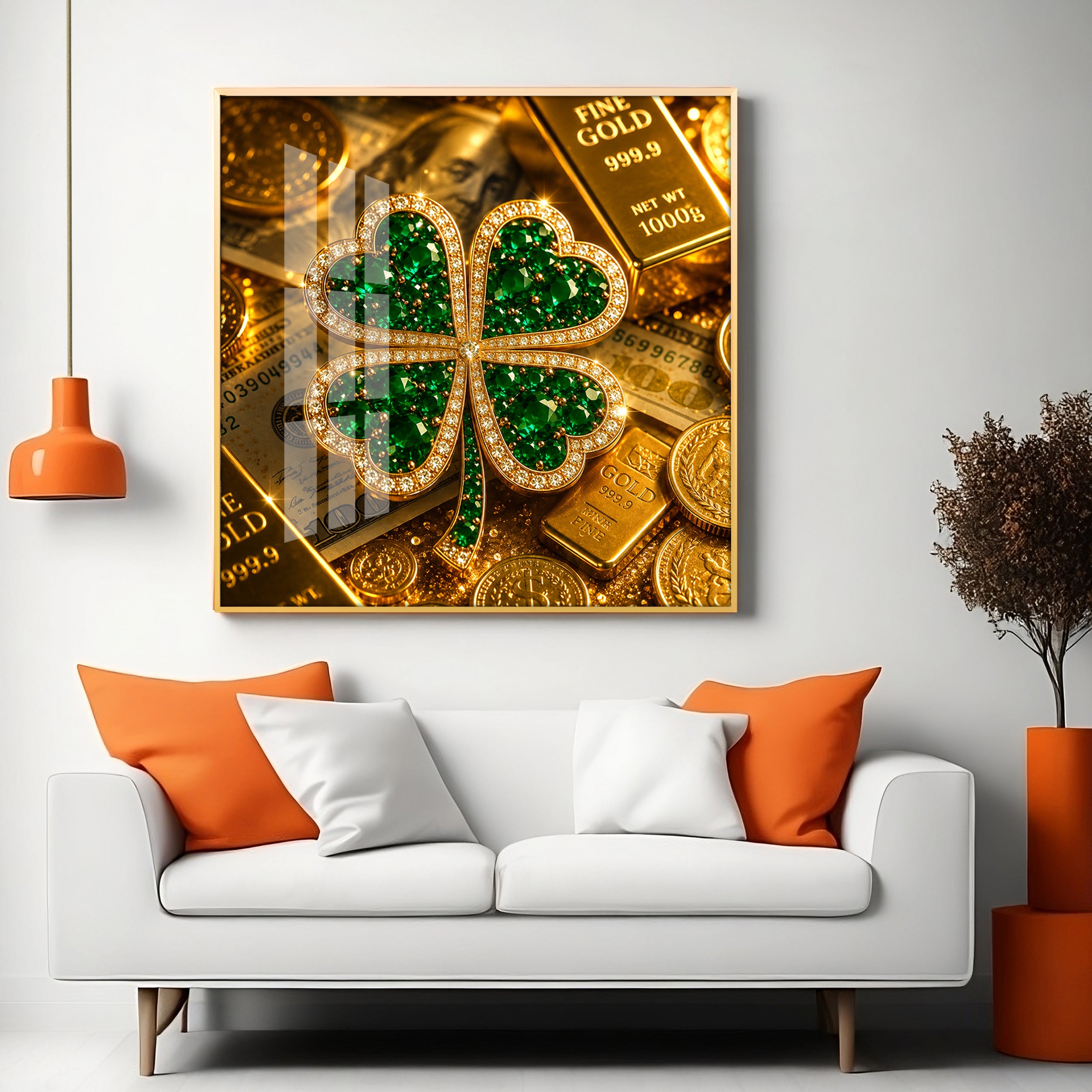 Green Gemstone Premium Acrylic Square Wall Art
