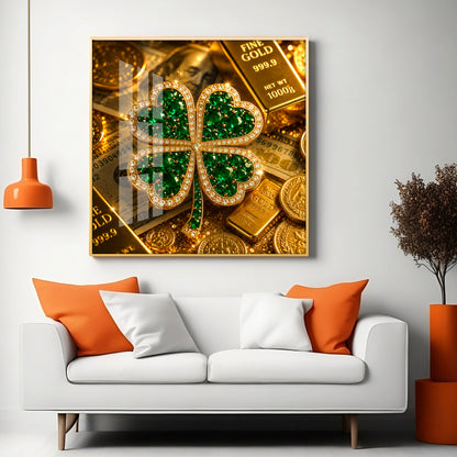 Green Gemstone Premium Acrylic Square Wall Art