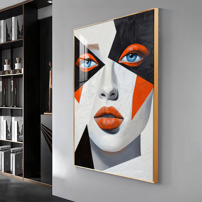 Woman With Orange Lips Premium Acrylic Vertical Wall Art