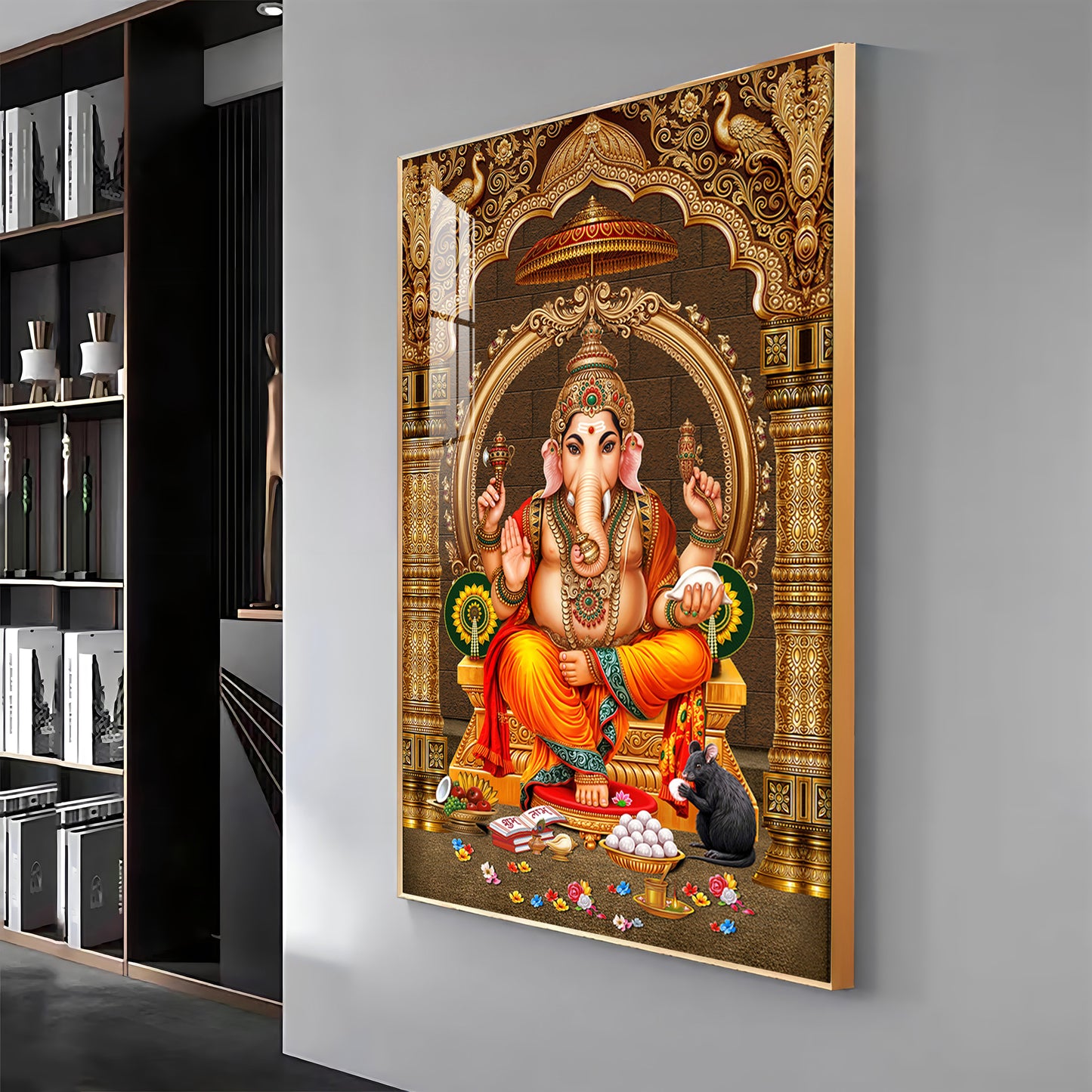 Lord Ganesha Ji Premium Acrylic Vertical Wall Art
