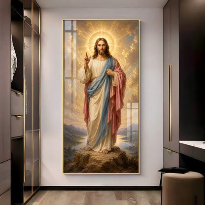 Divine Jesus Christ Blessing Landscape Premium Acrylic Vertical Wall Art