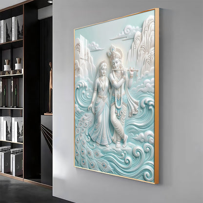 Devotional Lord Radha Krishna Premium Acrylic Vertical Wall Art