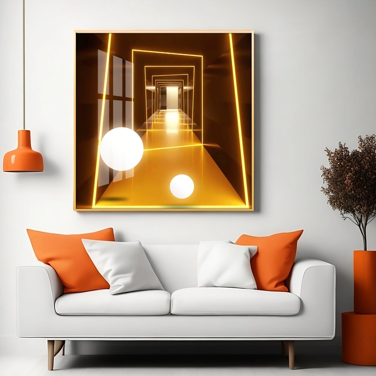 Abstract Dark Hallway Premium Acrylic Square Wall Art