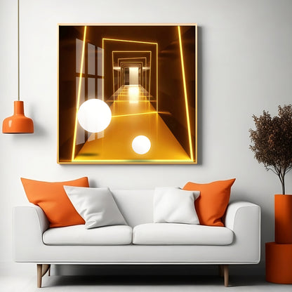 Abstract Dark Hallway Premium Acrylic Square Wall Art