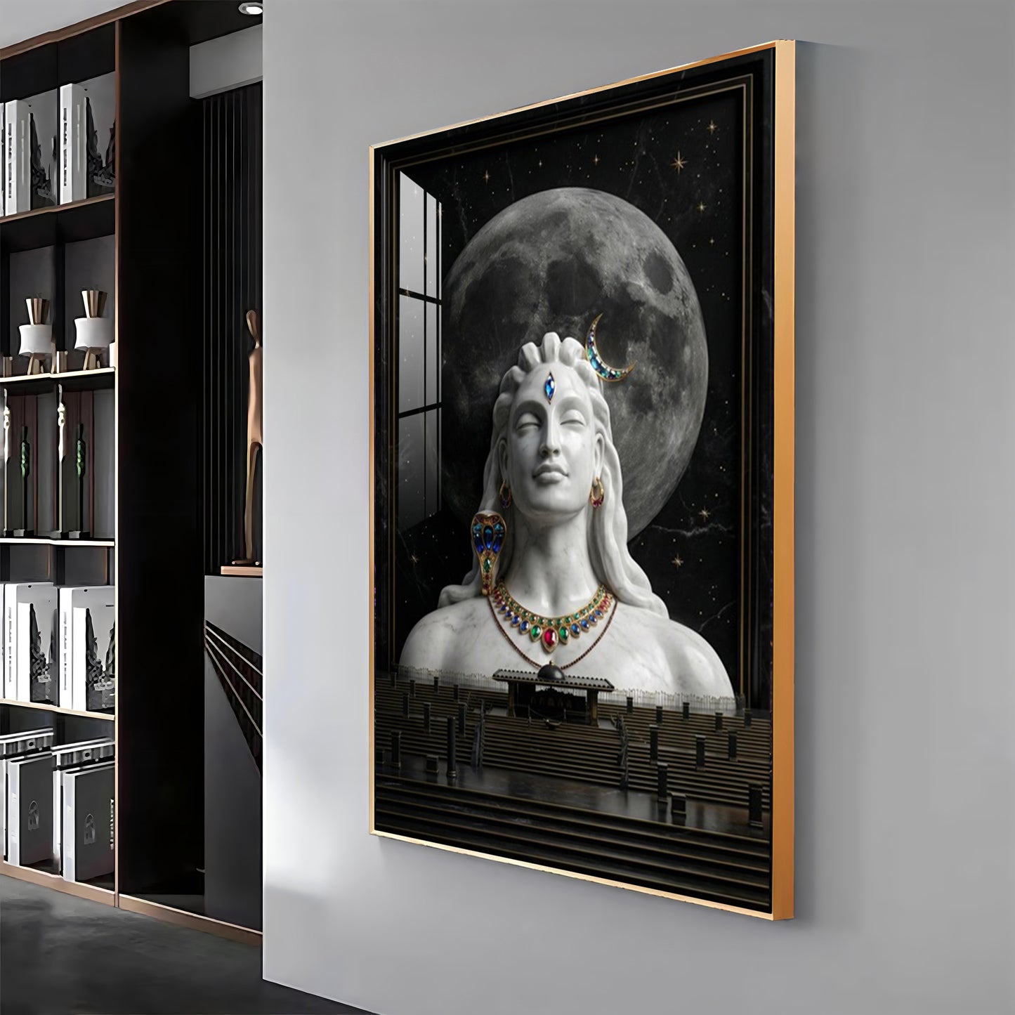 Hindu God Mahadev Premium Acrylic Vertical Wall Art