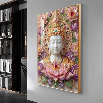Lord Gautam Buddha Premium Acrylic Vertical Wall Art