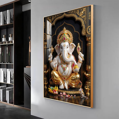Hindu Lord Ganesh Ji Premium Acrylic Vertical Wall Art