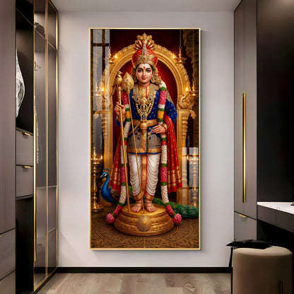 Depicting Lord Murugan Premium Acrylic Vertical Wall Art