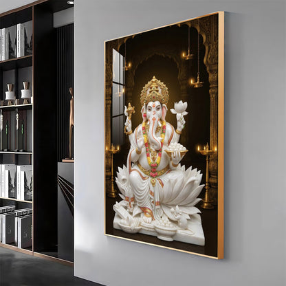 Divine Serenity Of Ganesh Ji Premium Acrylic Vertical Wall Art