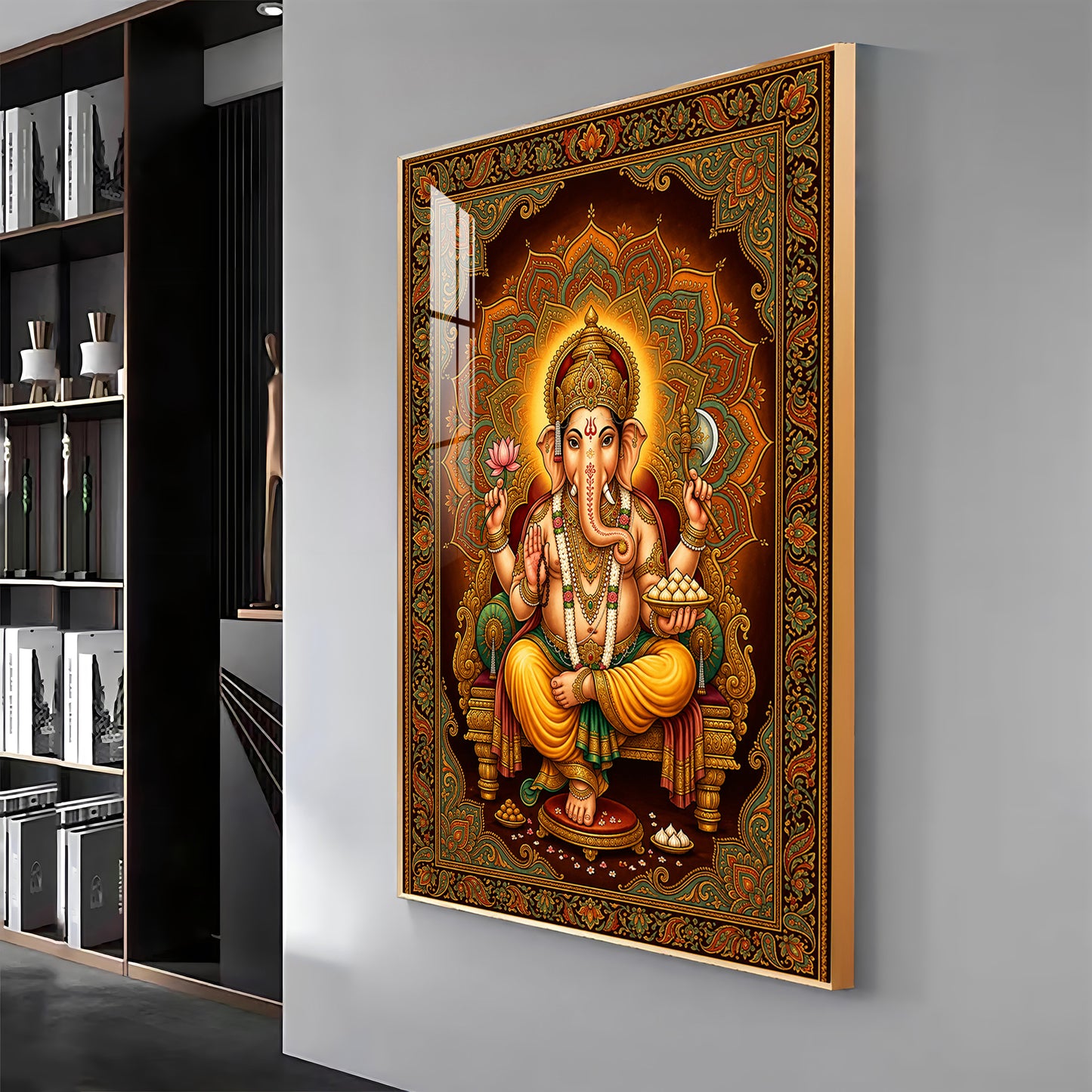 Divine Lord Ganesha Premium Acrylic Vertical Wall Art