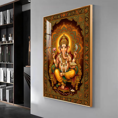 Divine Lord Ganesha Premium Acrylic Vertical Wall Art