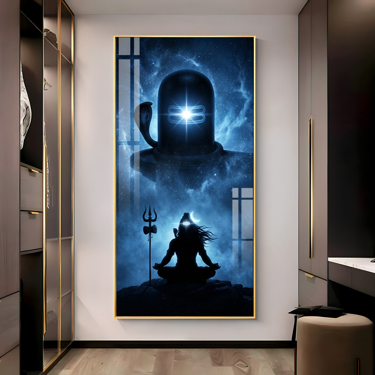 Mahadev in Deep Meditation Premium Acrylic Vertical Wall Art