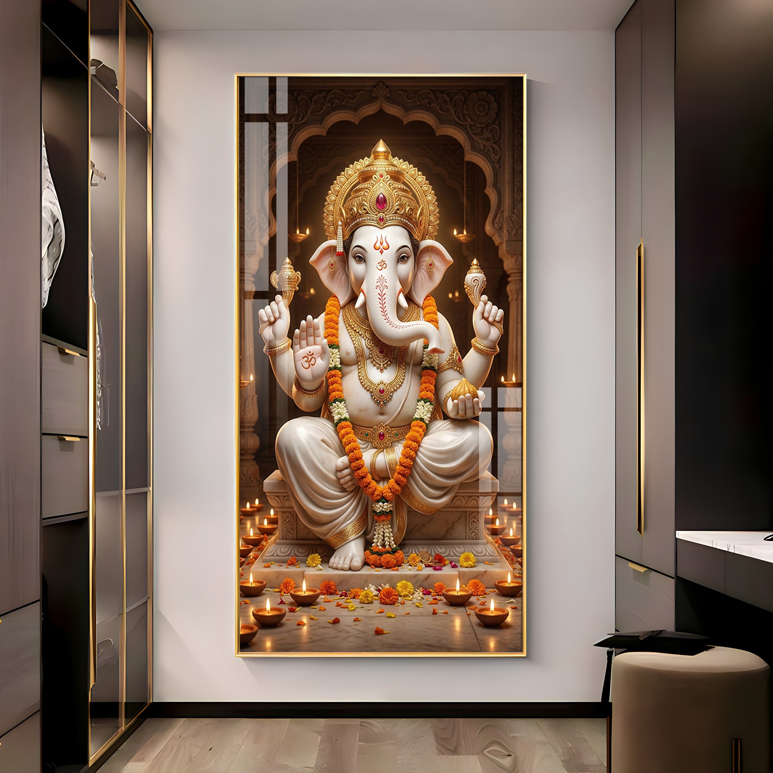 Ganesh Ji Eternal Wisdom Premium Acrylic Vertical Wall Art