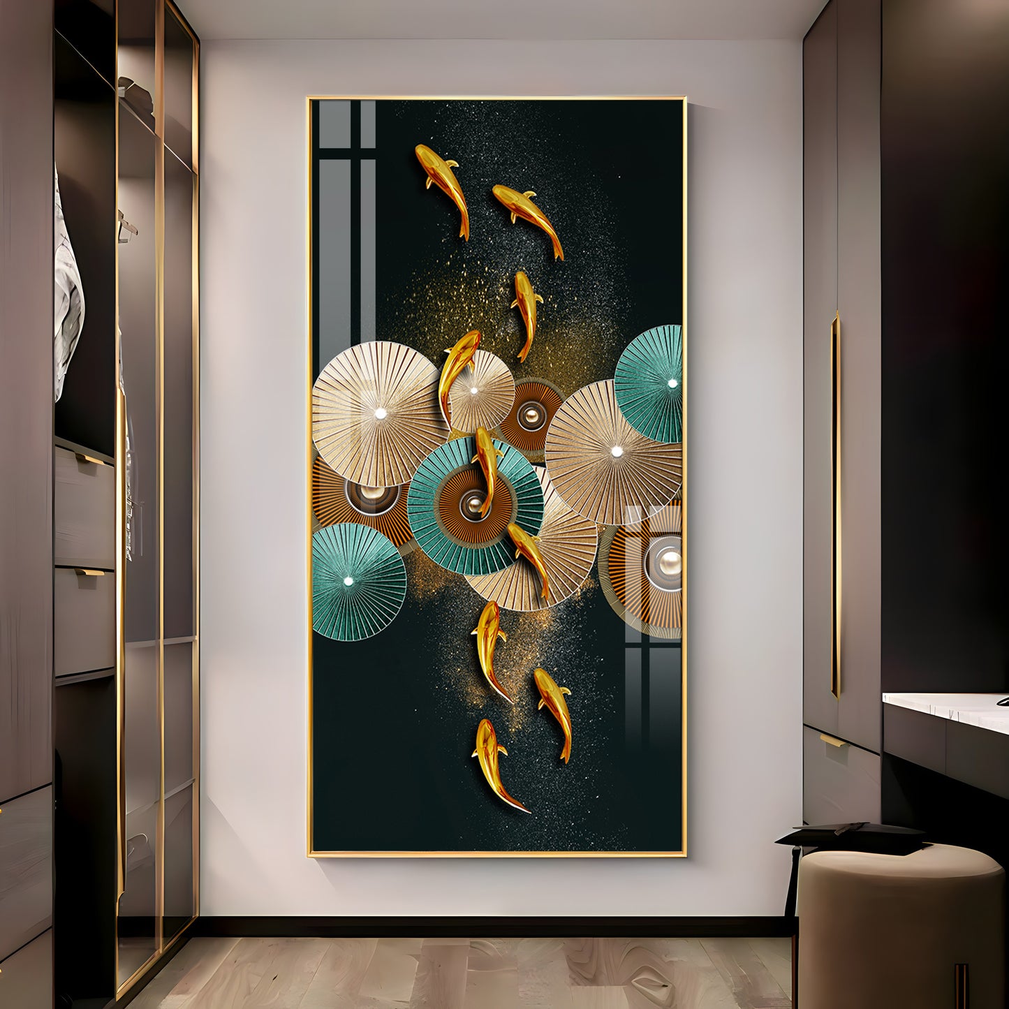 Serene Koi Fish Premium Acrylic Vertical Wall Art