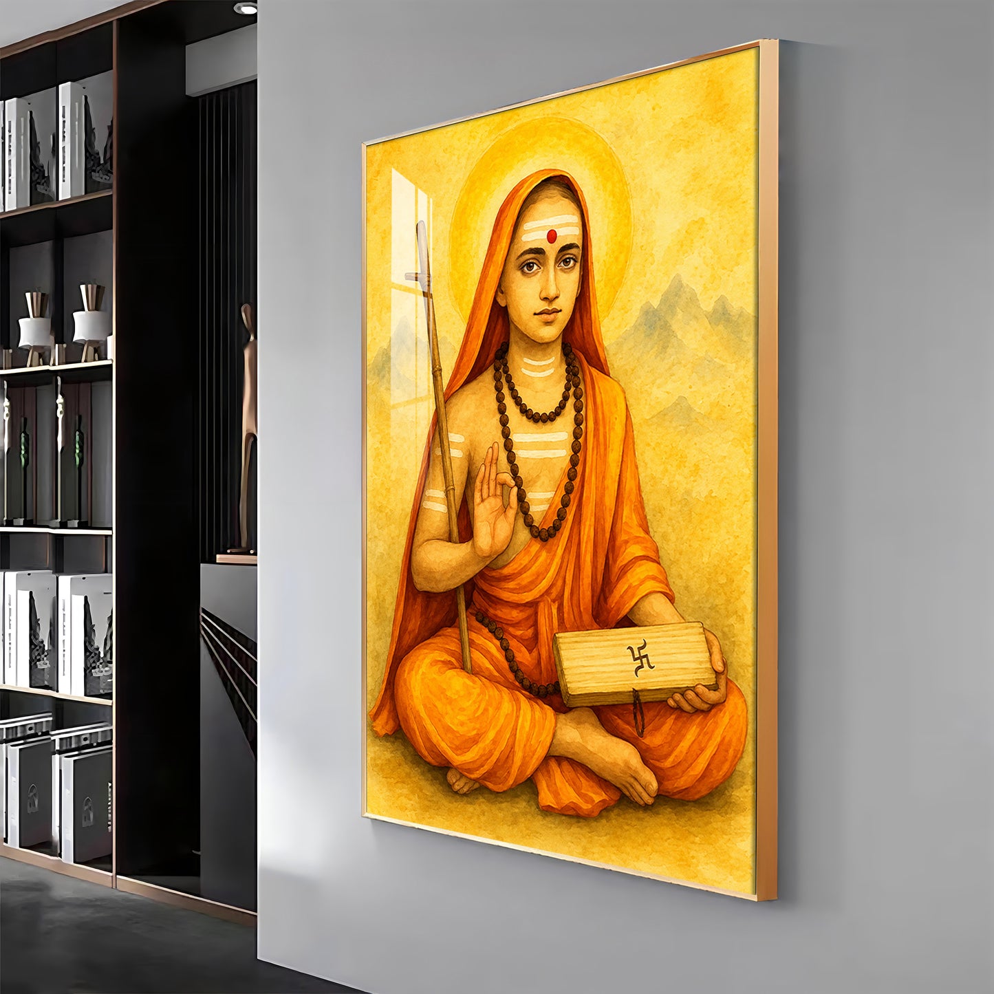 Shri Shankaracharya Ji Premium Acrylic Vertical Wall Art