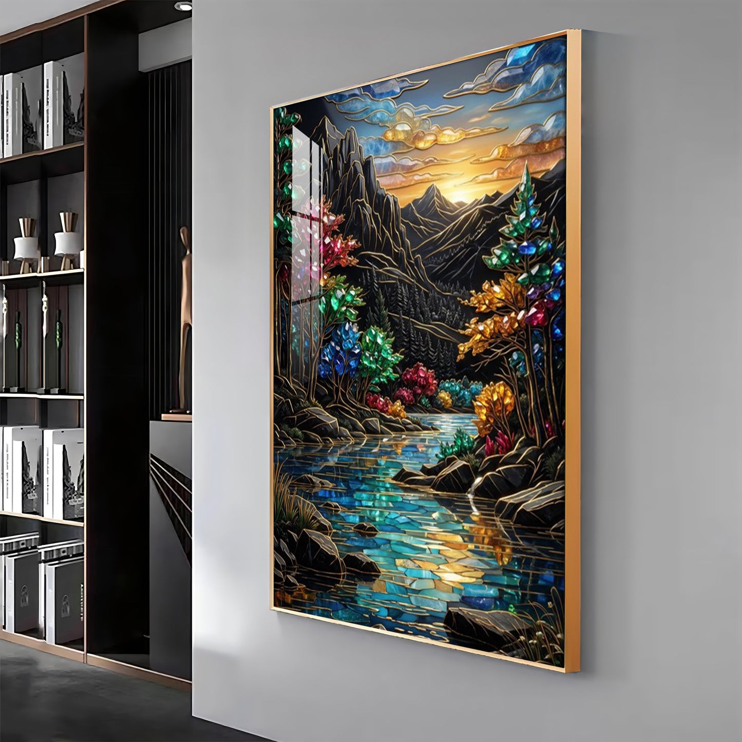 Depicting Mountains & River Premium Acrylic Vertical Wall Art