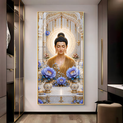 Golden Buddha Meditating Premium Acrylic Vertical Wall Art