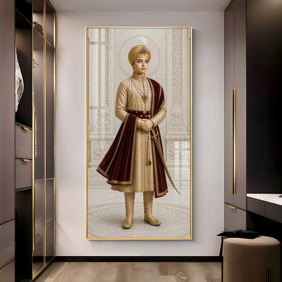 Young Sikh Guru Premium Acrylic Vertical Wall Art