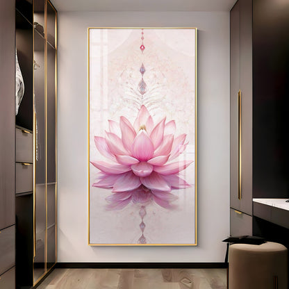 Pink Lotus Flower Premium Acrylic Vertical Wall Art