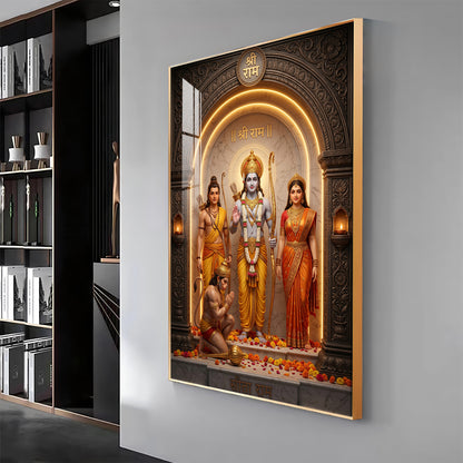 Lord Rama, Goddess Sita, Lakshmana, & Hanuman Premium Acrylic Vertical Wall Art