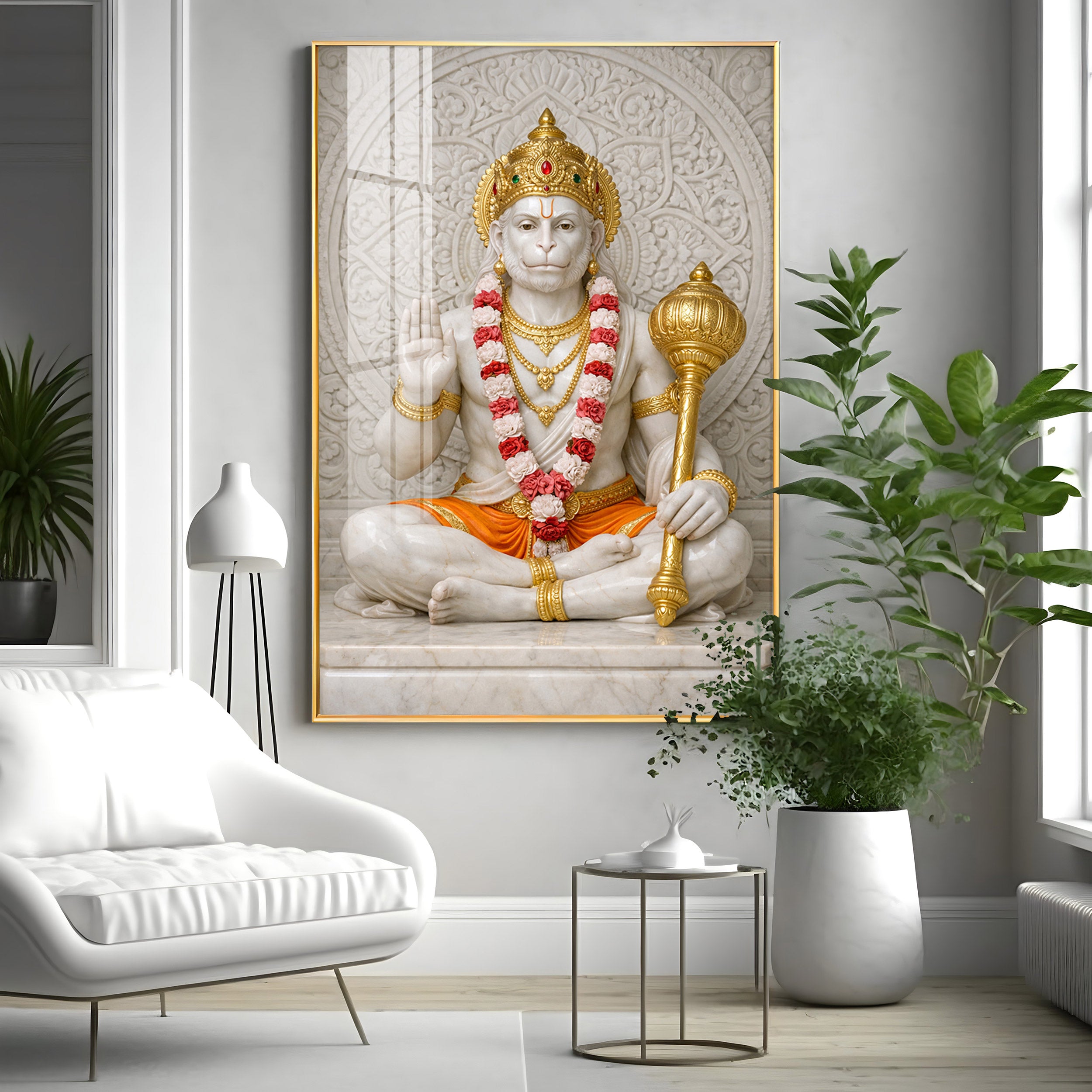 Divine Ram Bhakt Hanuman Premium Acrylic Vertical Wall Art