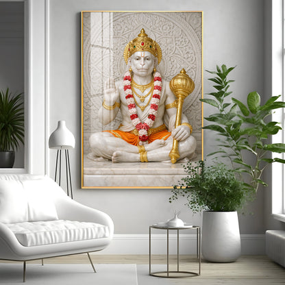 Divine Ram Bhakt Hanuman Premium Acrylic Vertical Wall Art