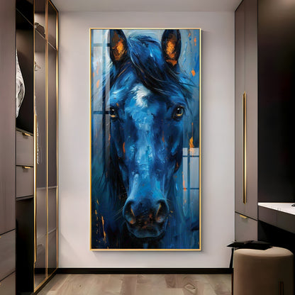 Blue Horse Premium Acrylic Vertical Wall Art