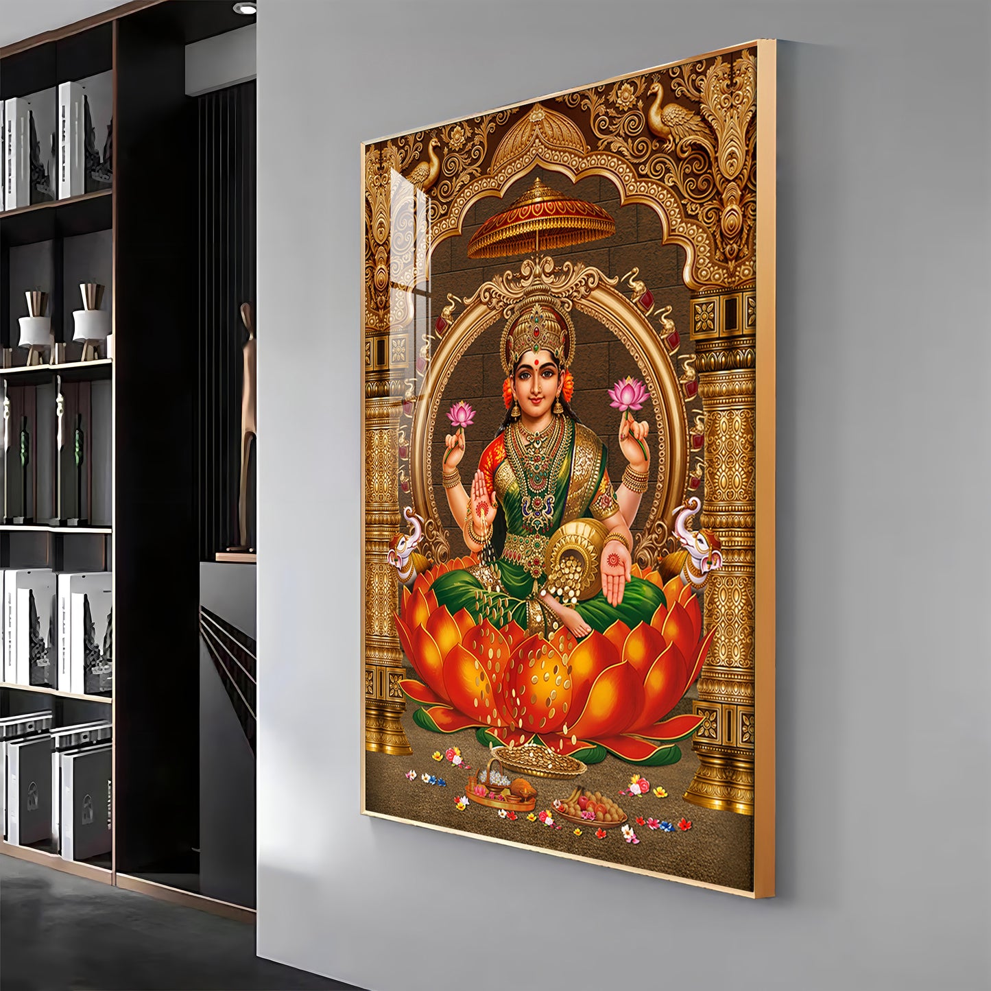 Goddess Lakshmi Premium Acrylic Vertical Wall Art