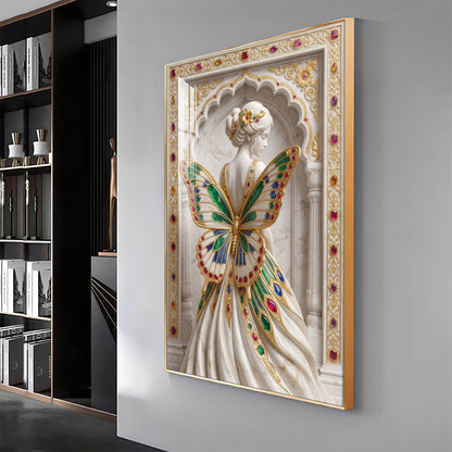 Woman With Butterfly Shaped Wings Premium Acrylic Vertical Wall Art