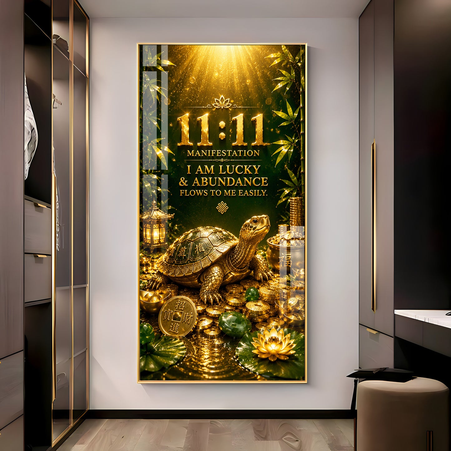 11:11 Manifestation Lucky Tortoise Premium Acrylic Vertical Wall Art