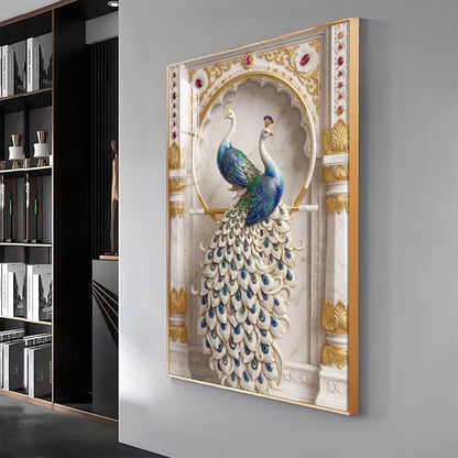 Beautiful Two Peacock Premium Acrylic Vertical Wall Art