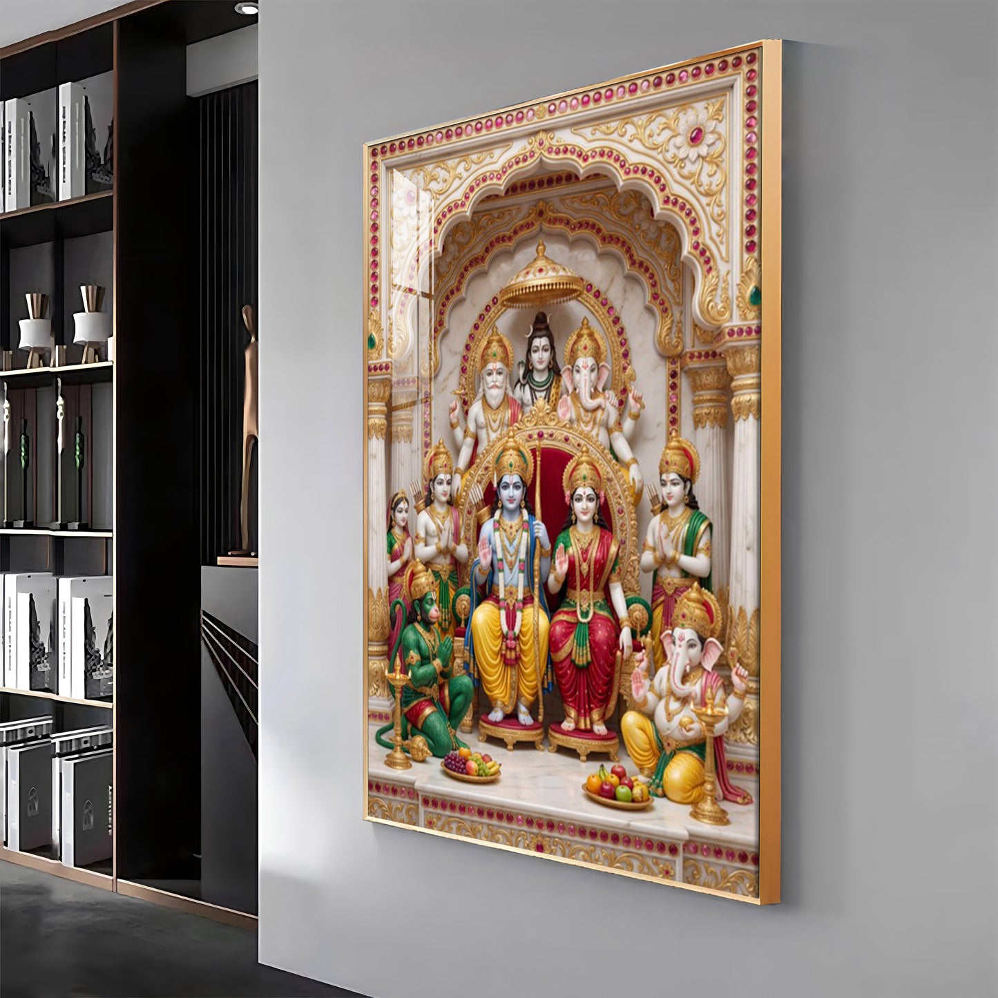 Divine Ram Darbar Premium Acrylic Vertical Wall Art