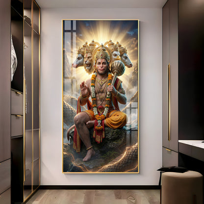 Divine Panchmukhi Hanuman Premium Acrylic Vertical Wall Art
