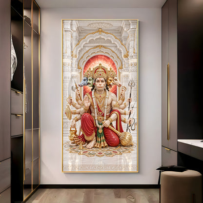 Panchmukhi Hanumanji Premium Acrylic Vertical Wall Art