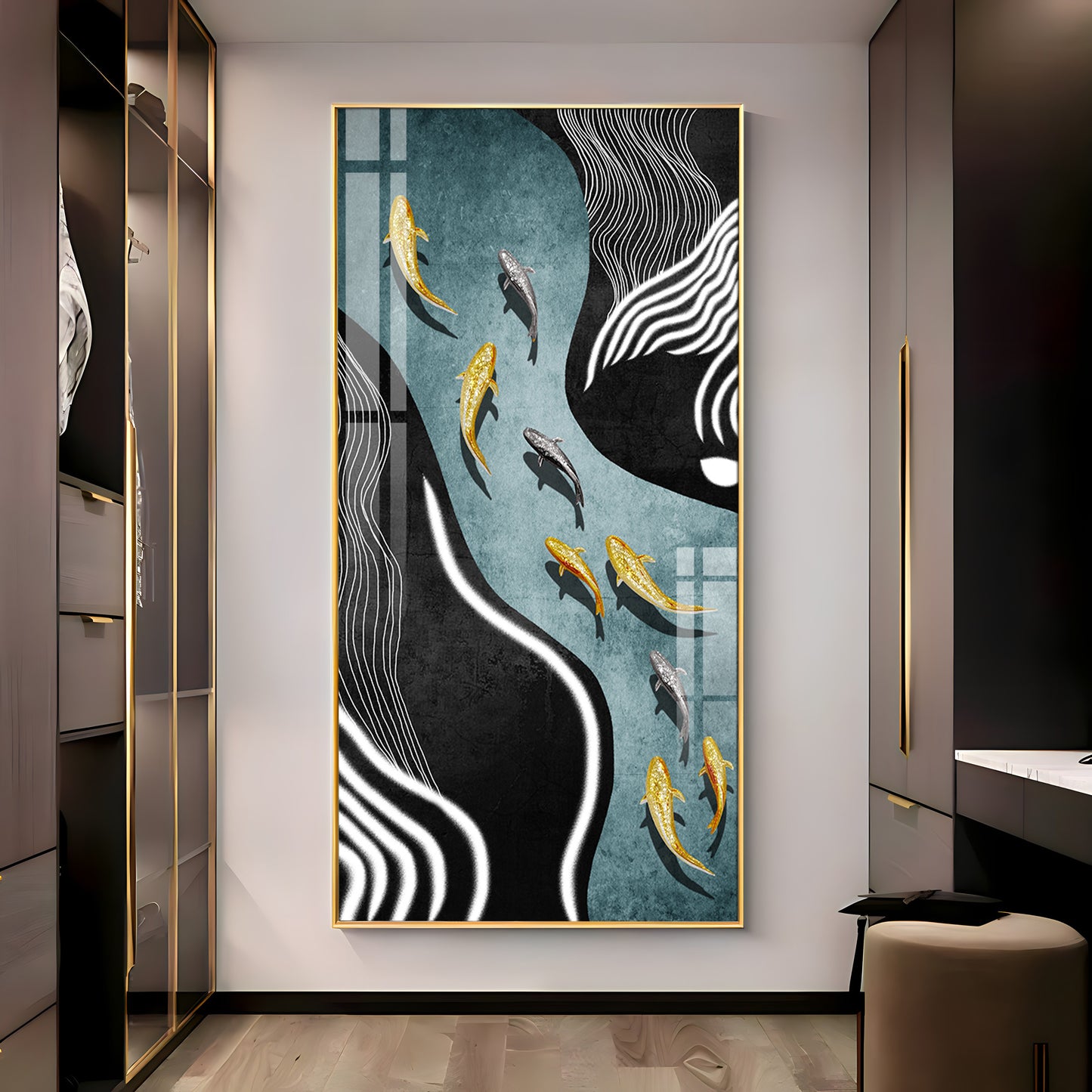 Fish Flow Fusion Premium Acrylic Vertical Wall Art
