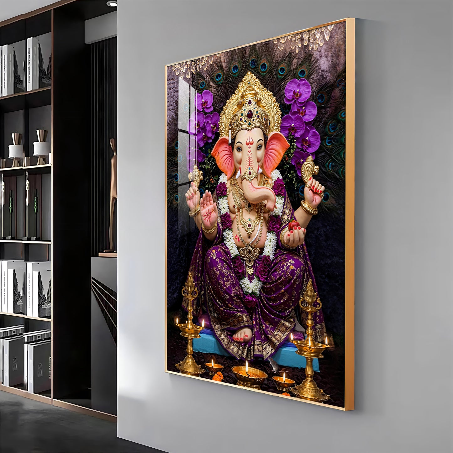 Hindu God Ganpati Bappa Premium Acrylic Vertical Wall Art